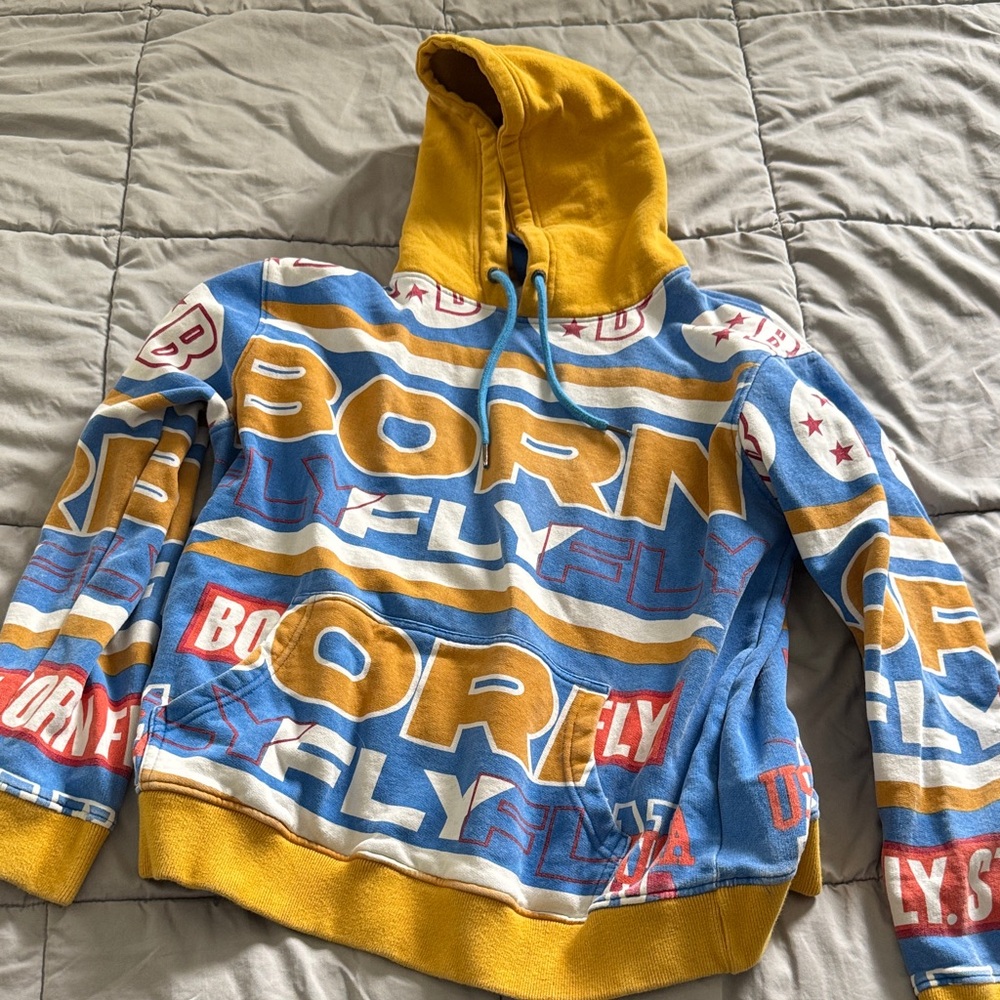 Born Fly Men's Multicolor Graphic Hoodie